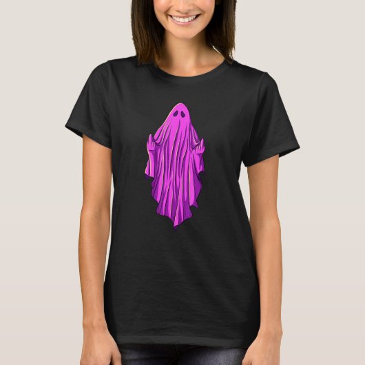 Pink ghost with middle fingers t-shirt (Voorkant)