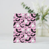 Pink ghosts, bats and pumpkins briefkaart (Staand voorkant)