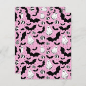 Pink ghosts, bats and pumpkins briefkaart (Voorkant / Achterkant)
