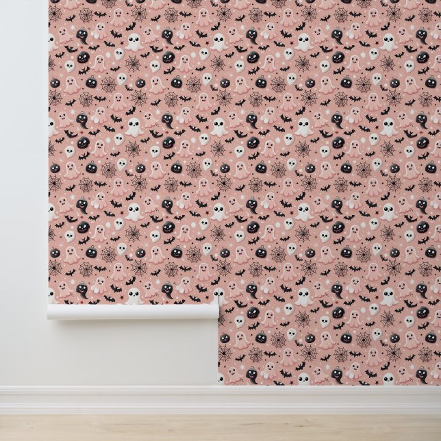 Pink Ghosts & Halloween Naadloos Patroon Behang (Applicatie)
