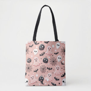 Pink Ghosts & Halloween Naadloos Patroon Tote Bag