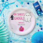 Pink Ghoul Halloween Baby shower Papieren Bordje (Feest)