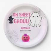 Pink Ghoul Halloween Baby shower Papieren Bordje (Voorkant)