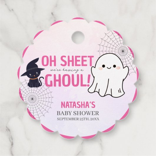 Pink Ghoul Halloween Girl Baby shower Bedankjes Labels (Achterkant)