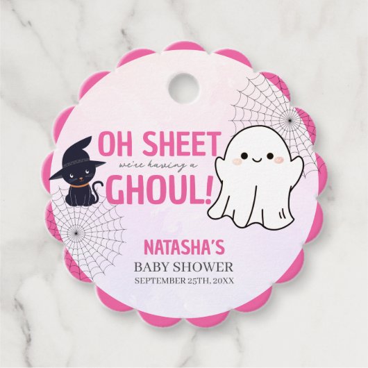 Pink Ghoul Halloween Girl Baby shower Bedankjes Labels (Voorkant)
