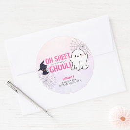 Pink Ghoul Halloween Girl Baby shower Ronde Sticker