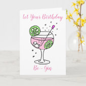 Pink Gin Happy Birthday Kaart (Gele Bloem)