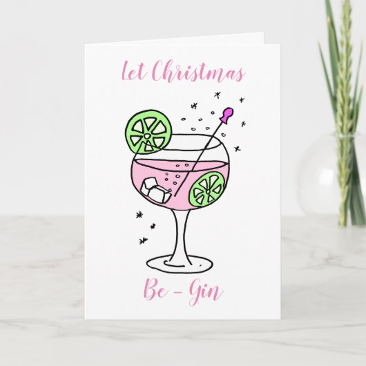 Pink Gin Happy Christmas Kaart (Voorkant)