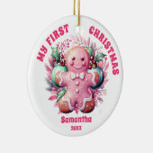 Pink Gingerbread Baby's eerste kerst Ornament (Rechts)