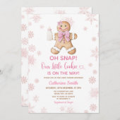 Pink Gingerbread Christmas Baby Shower Snowflakes Kaart (Voorkant / Achterkant)
