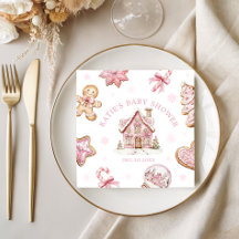 Pink Gingerbread Cookie Baby shower Girl