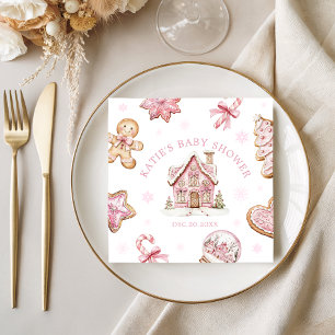 Pink Gingerbread Cookie Baby shower Girl Servet