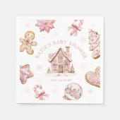 Pink Gingerbread Cookie Baby shower Girl Servet (Voorkant)