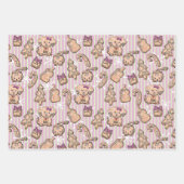 Pink Gingerbread Cookie Kitten & Pup Winter Baby Inpakpapier Vel (Voorkant 2)