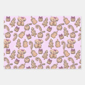 Pink Gingerbread Cookie Kitten & Pup Winter Baby Inpakpapier Vel (Voorkant 3)