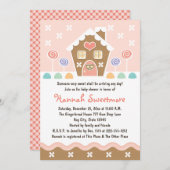 PINK GINGERBREAD HOUSE BABY SHOWER KAART (Voorkant / Achterkant)