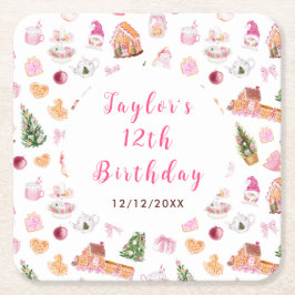 Pink Gingerbread House Birthday Party Kartonnen Onderzetters