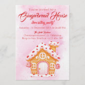 Pink Gingerbread House Christmas Party Decorating  Kaart (Voorkant)