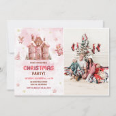 Pink Gingerbread House Christmas Party Foto Kaart (Voorkant)