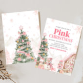 Pink Gingerbread House Christmas Party Kaart
