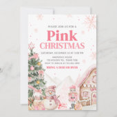 Pink Gingerbread House Christmas Party Kaart (Voorkant)