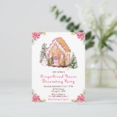 Pink Gingerbread House Decorating Party Briefkaart (Staand voorkant)