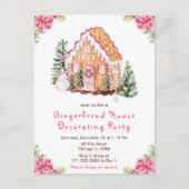 Pink Gingerbread House Decorating Party Briefkaart (Voorkant)