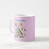 Pink Gingerbread House Kids Name Mug Koffiemok (Voorkant links)