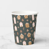 Pink Gingerbread House Pattern Baby Shower Papieren Bekers (Achterkant)