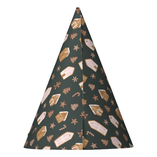 Pink Gingerbread House Pattern Birthday Feesthoedjes (Achterkant)