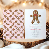 Pink Gingerbread Man Cookie Exchange Kerstmis Kaart