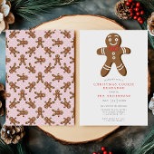 Pink Gingerbread Man Cookie Exchange Kerstmis Kaart