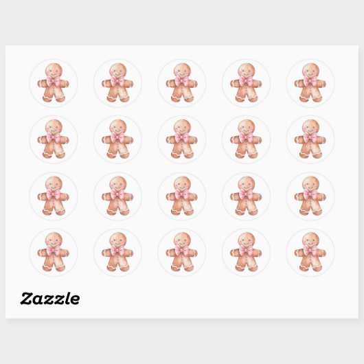 Pink Gingerbread Man Kerst sticker (Vel)