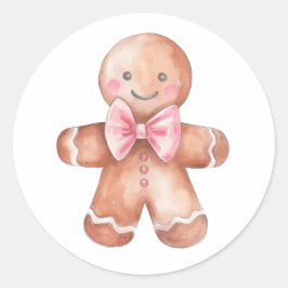 Pink Gingerbread Man Kerst sticker