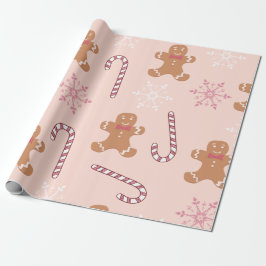 PINK GINGERBREAD MEN CHRISTMAS CADEAUPAPIER
