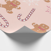 PINK GINGERBREAD MEN CHRISTMAS CADEAUPAPIER (Hoek)