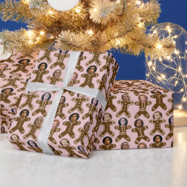 Pink Gingerbread Vrienden en Familie Vakantie Cadeaupapier
