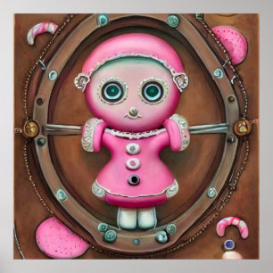 Pink Gingerbrood Girl Poster