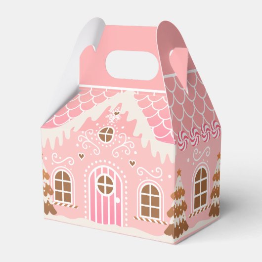 Pink Gingerbrood House Bedankdoosjes (Voorkant Zijde)