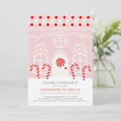 Pink Gingerbrood House Decorting Birthday Party I Kaart (Staand voorkant)