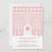 Pink Gingerbrood House Decorting Birthday Party Kaart (Voorkant)