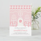 Pink Gingerbrood House Decorting Birthday Party Kaart (Staand voorkant)