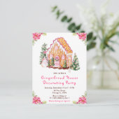 Pink Gingerbrood House Decorting Party Briefkaart (Staand voorkant)