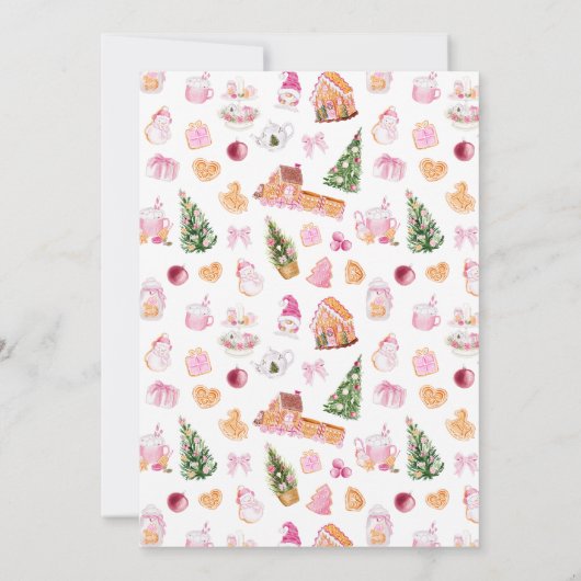 Pink Gingerbrood House Decorting Party Kaart (Achterkant)