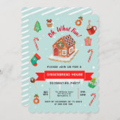 Pink Gingerbrood House Decorting Party Kaart (Voorkant / Achterkant)