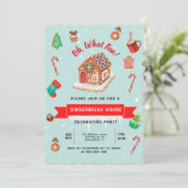 Pink Gingerbrood House Decorting Party Kaart (Staand voorkant)