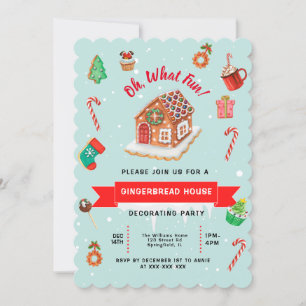 Pink Gingerbrood House Decorting Party Kaart