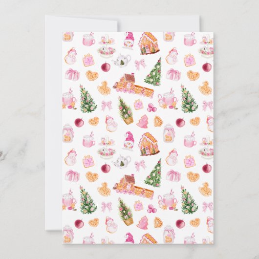 Pink Gingerbrood House Decorting Party Kaart (Achterkant)