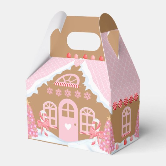 Pink Gingerbrood House Favor Box Bedankdoosjes (Achterkant)