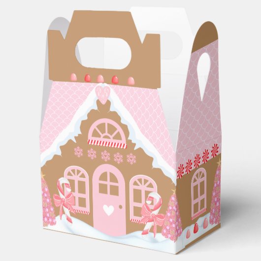Pink Gingerbrood House Favor Box Bedankdoosjes (Geopend)